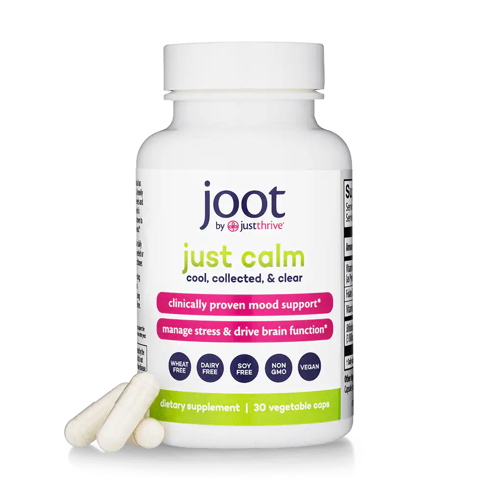 Bottle of Just Calm probiotic for stress and anxiety