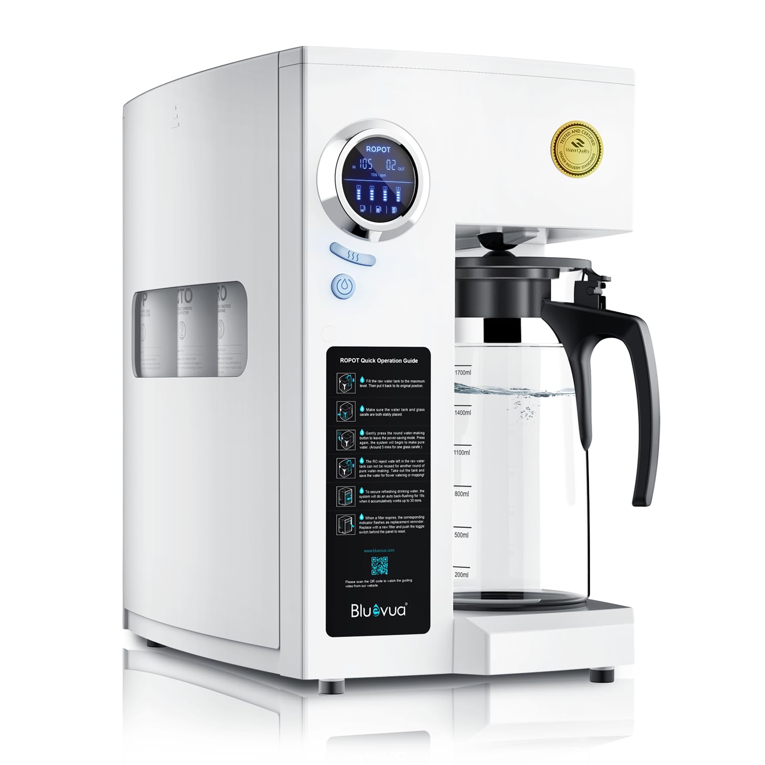 Bluevua RoPot best countertop reverse osmosis water filter system Amazon reviews