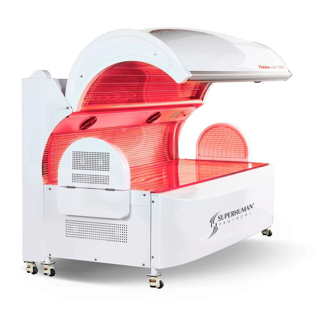 TheraLight 360 HD full-body red light therapy bed with 48,000 LEDs for professional clinics