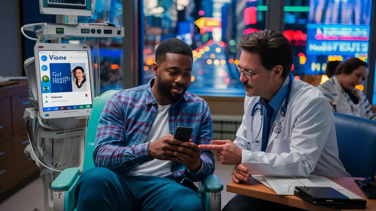 A close-up of the Viome gut test kit contents on a table.