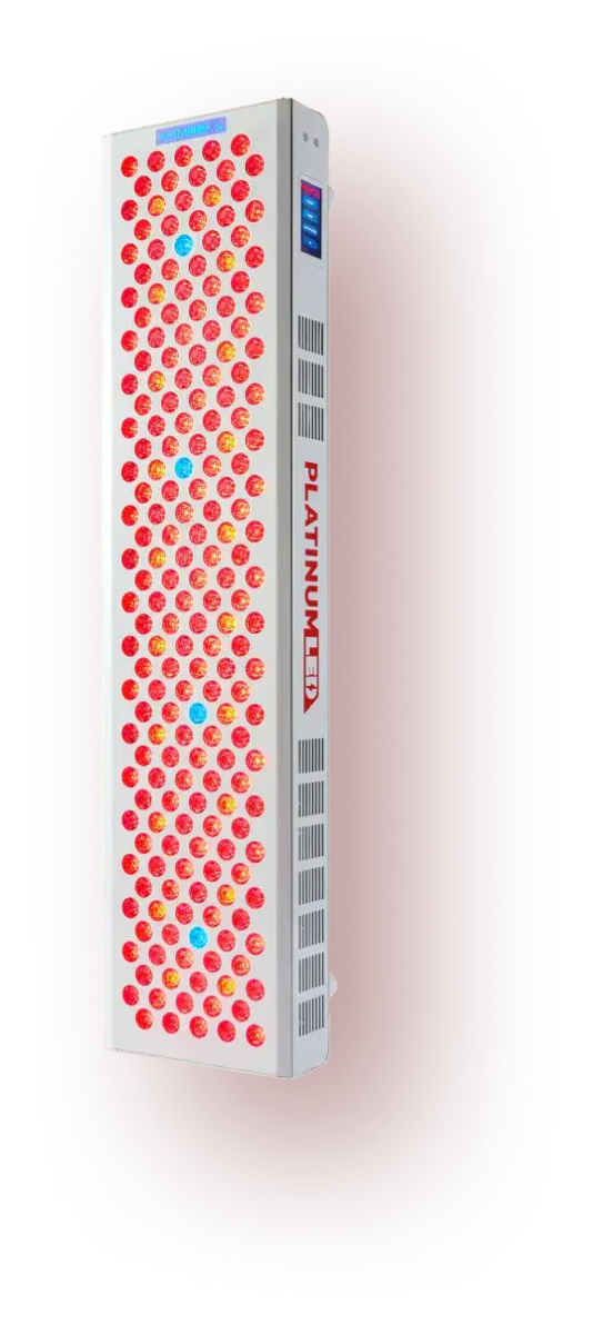 The PlatinumLED BIOMAX 900, a professional-grade red light therapy panel for home use.