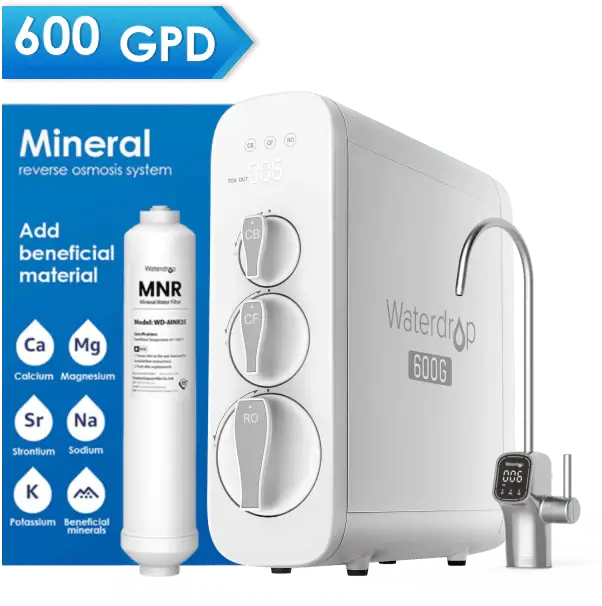 The Waterdrop G3P600 reverse osmosis filter system with optional remineralization.