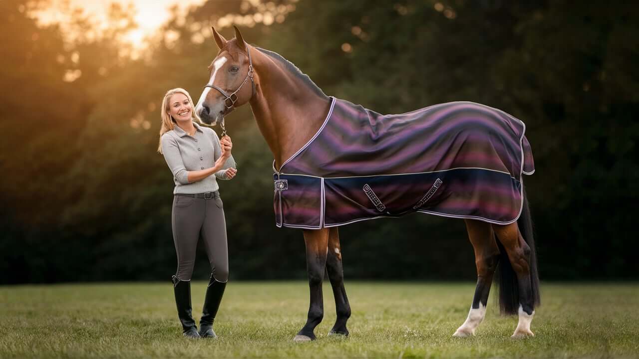 a woman is happy after treating her horse with a pemf therapy device