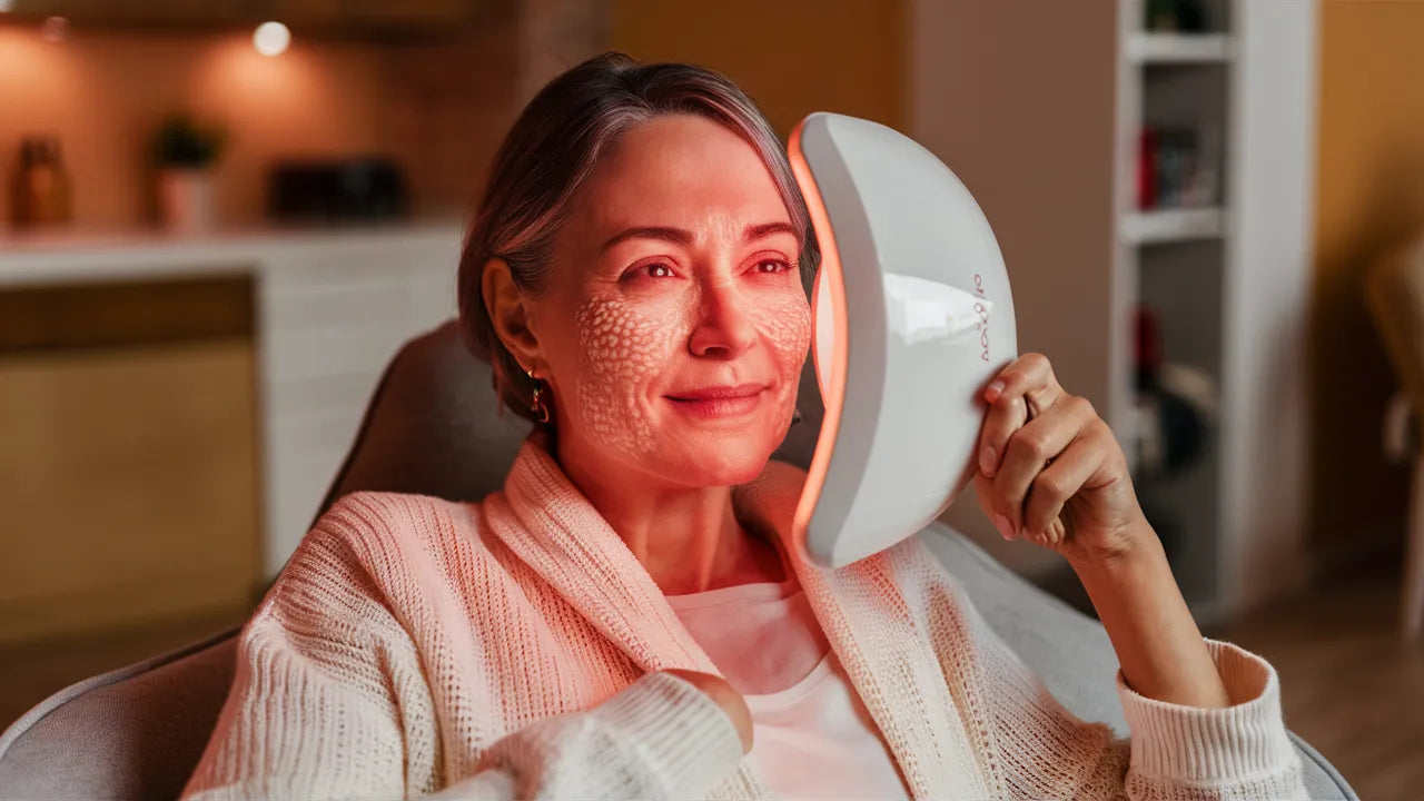 a woman wondering if rosacea and red light therapy go together