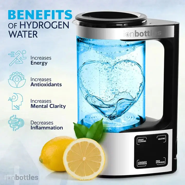 benefits of the ion Hydrogen Water Pitcher helps improve oxidation and inflammation with spm and the hydrogen membrane