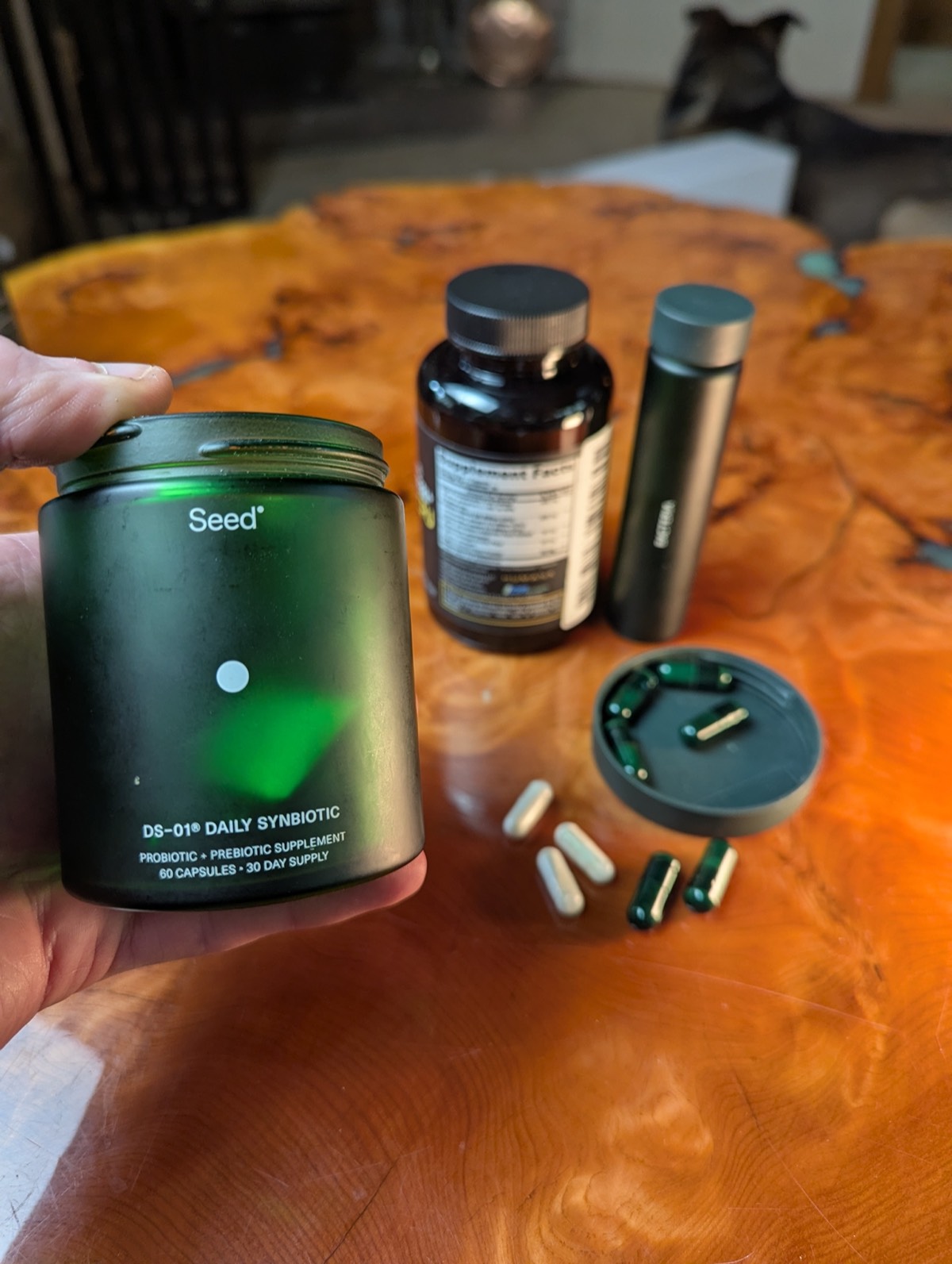 big seed probiotic jar with probiotic in the background