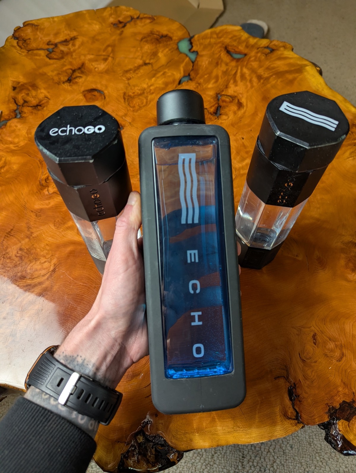 daryl holding the echo flask 