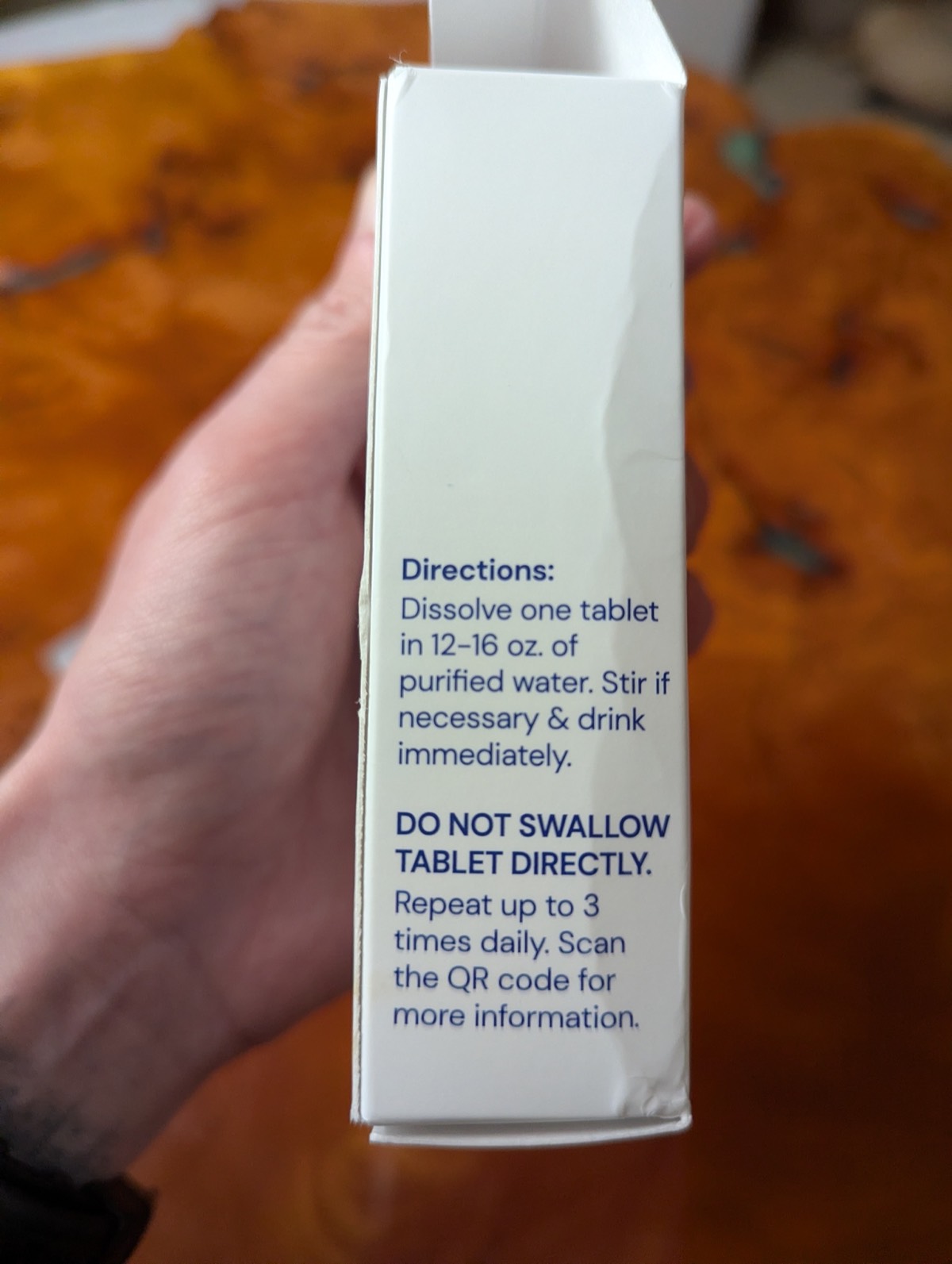 directions to take hydrogen tablets