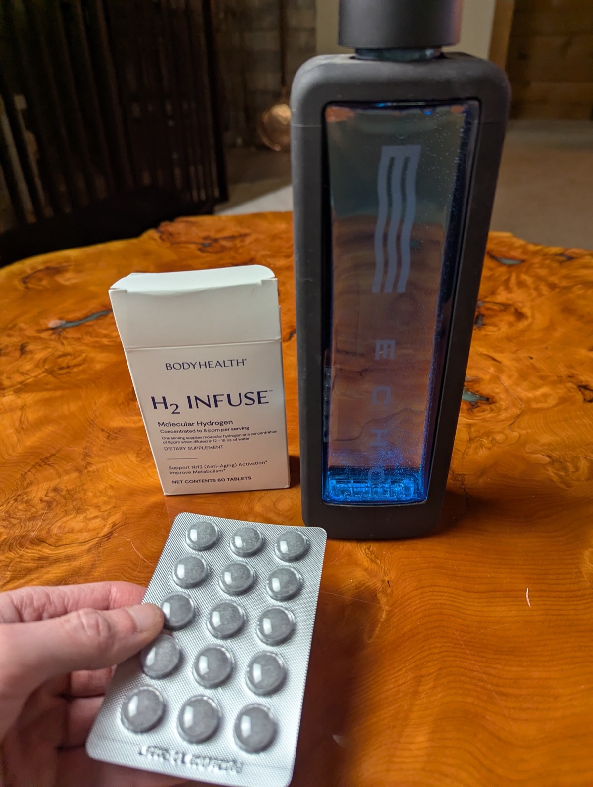 hydrogen tablets and an echo hydrogen water bottle 