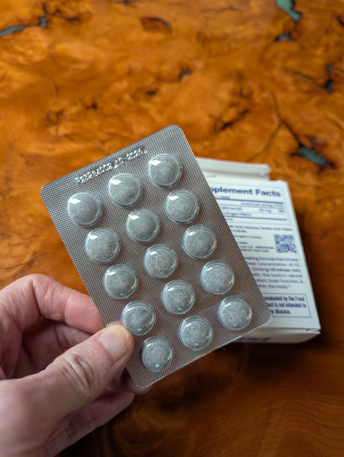hydrogen tablets with hydryogen tablets in the background