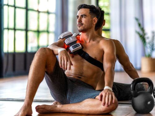 The Recharge Health FlexBeam, a portable red light therapy device for targeted use.