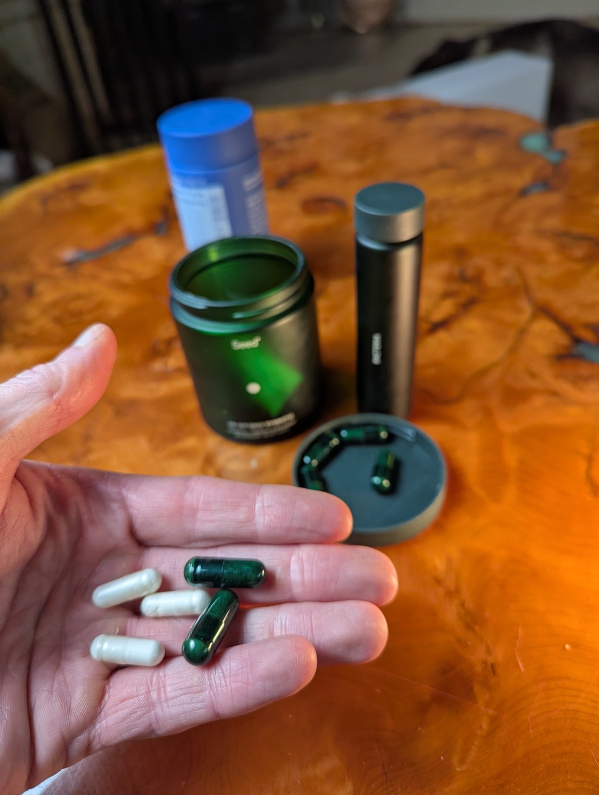 probiotic capsules with seed probiotic in the back ground 