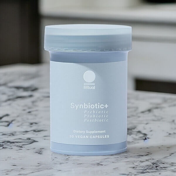 Ritual Synbiotic+, a 3-in-1 teen probiotic supplement for bloating.