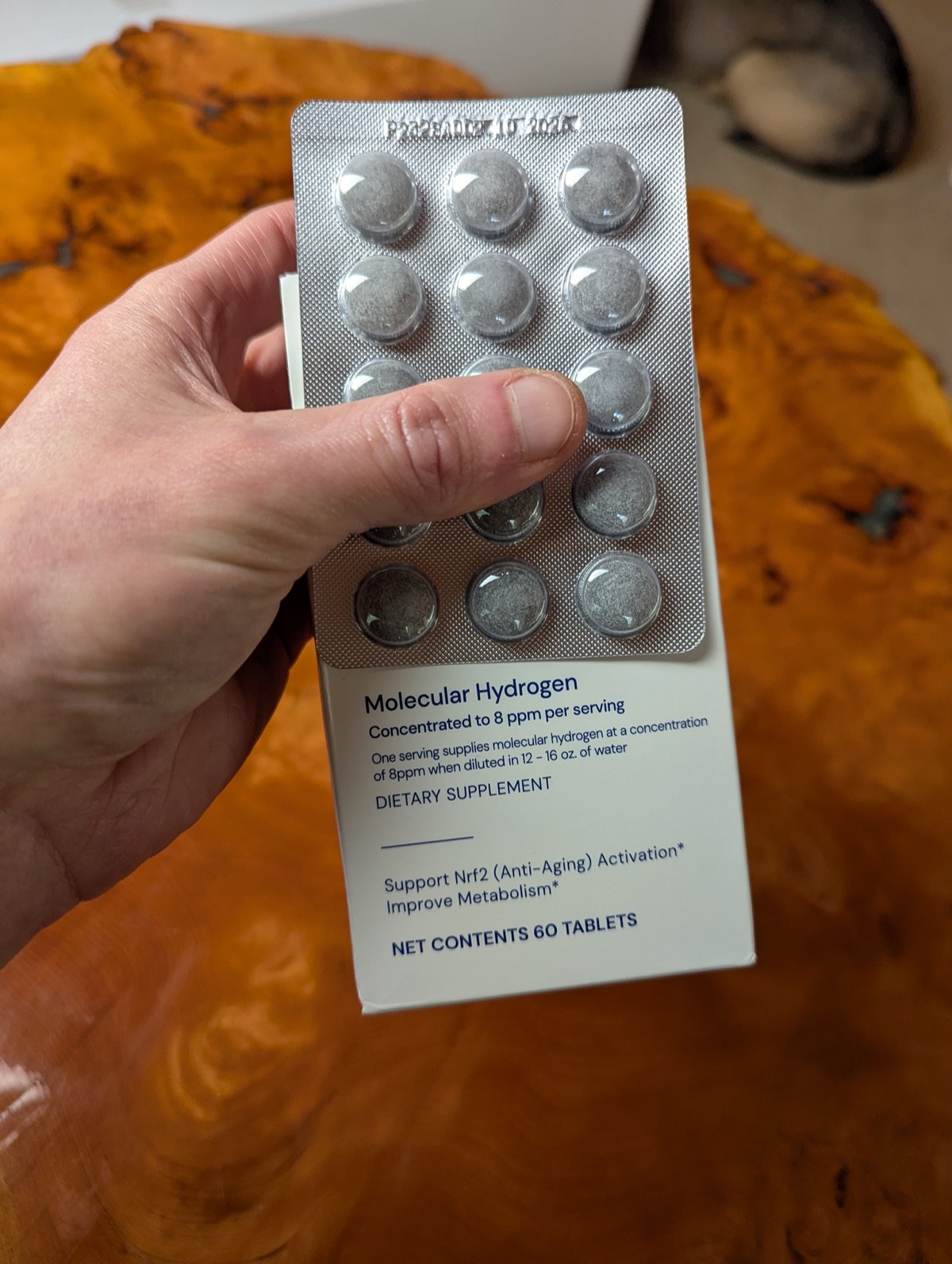 showing the hydrogen tablets 