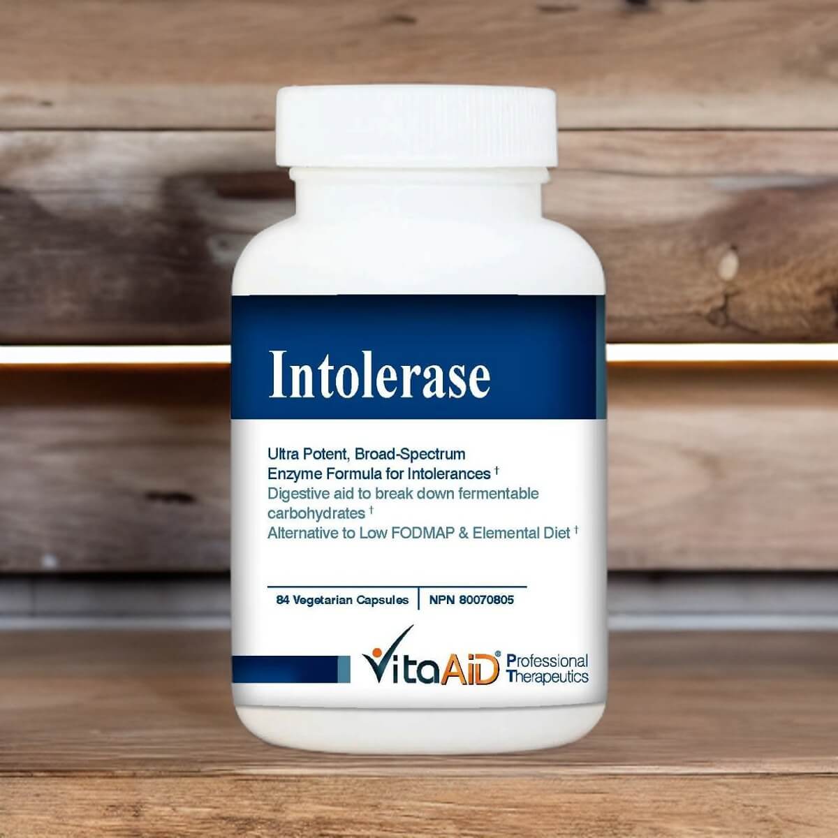 The Intolerase supplement bottle, a carbohydrase formula for SIBO.