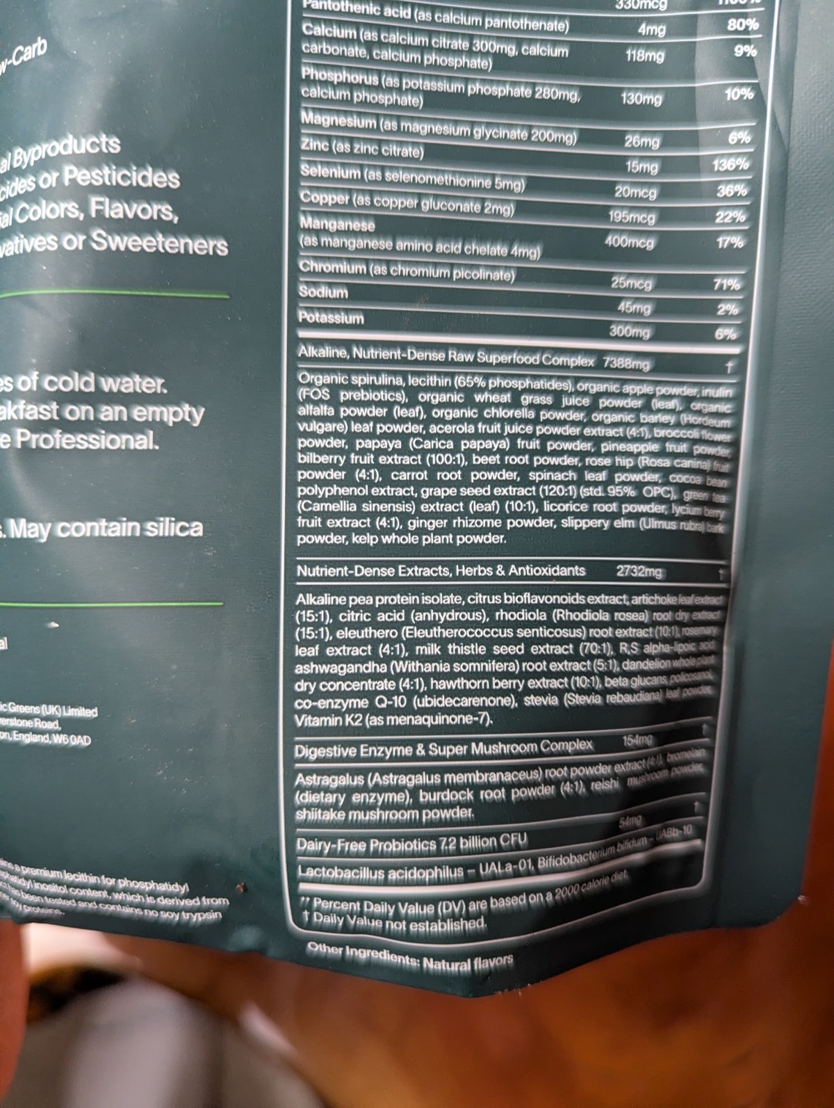 specific ingredients for ag1 